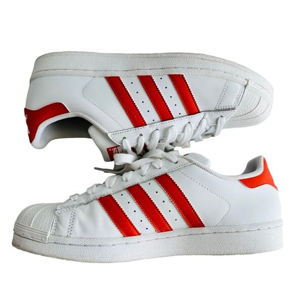 Adidas Superstar RARE White Orange Men\'s Size 8.5 #G27807 Shell Toe Pristine! main image 6